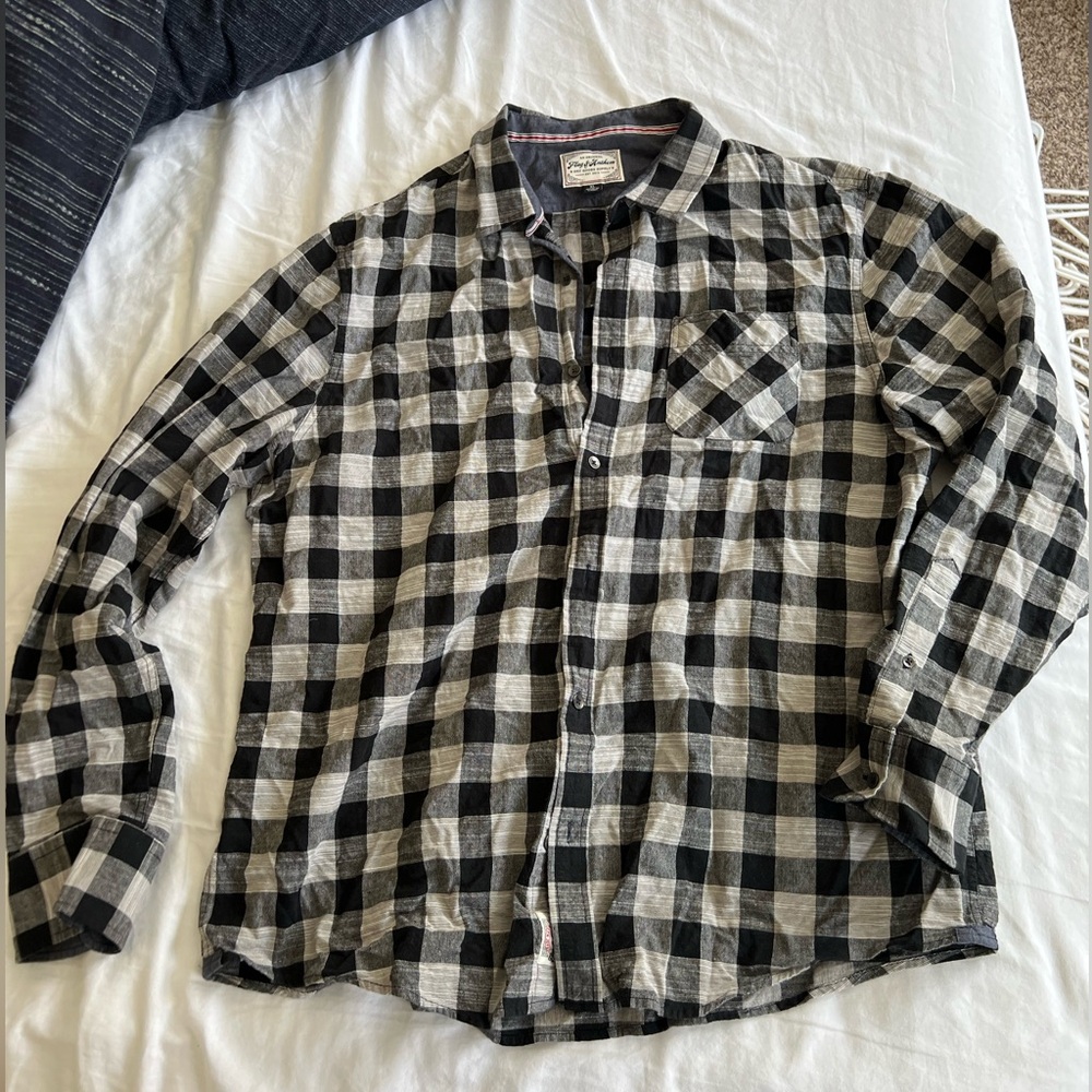 Flag and Anthem Black and White Button Down